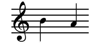 What is the distance between the notes on the staff? eighth step half step whole step-example-1