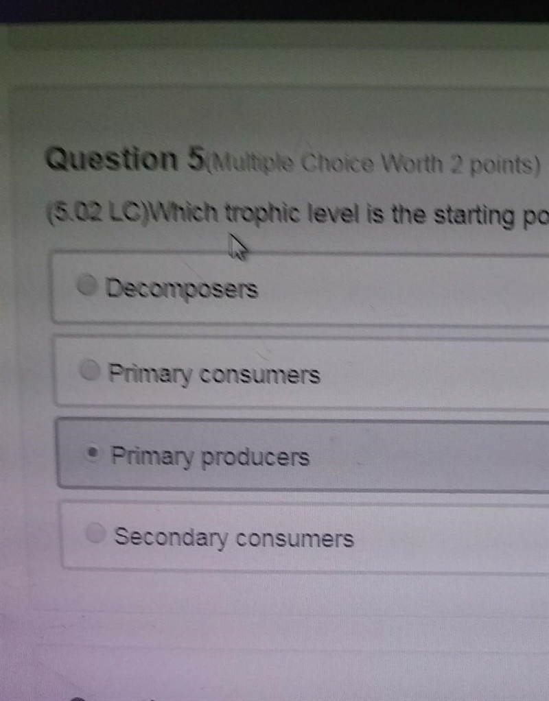 Which trophic level is the starting point for energy entering the food web​-example-1