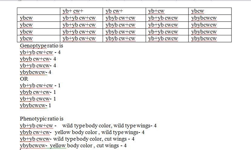 The recessive alleles for yellow body (yb) and cut wings (cw) identify two autosomal-example-1