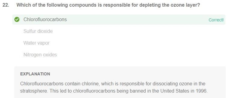 Which compounds are responsible for the depletion of the ozone layer-example-1