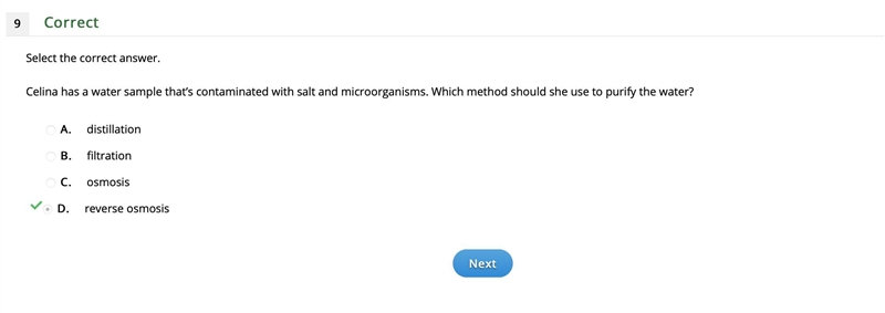 Celina has a water sample that's contaminated with salt and microorganisms. Which-example-1