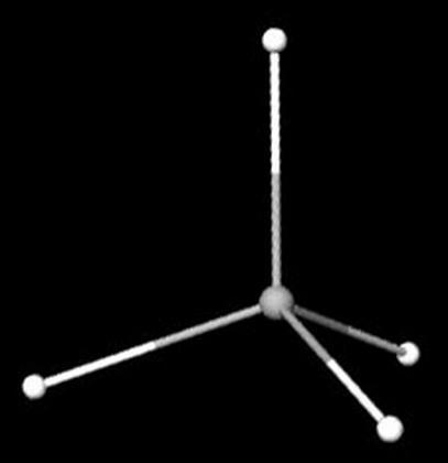 In methane, CH4, the hydrogen atoms orient themselves as far away as possible from-example-1