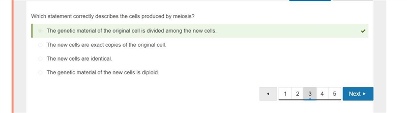 Which statement directly describes the cells produced by meiosis the genetic material-example-1