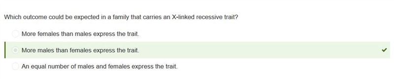 Which outcome could be expected in a family that carries an X-linked recessive trait-example-1