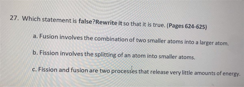 27. Which statement is false rewrite it so that is true.-example-1