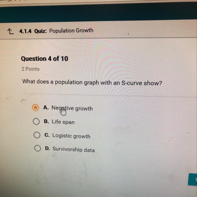 Photo provided. 20 points What does population graph with an S-curve show?-example-1