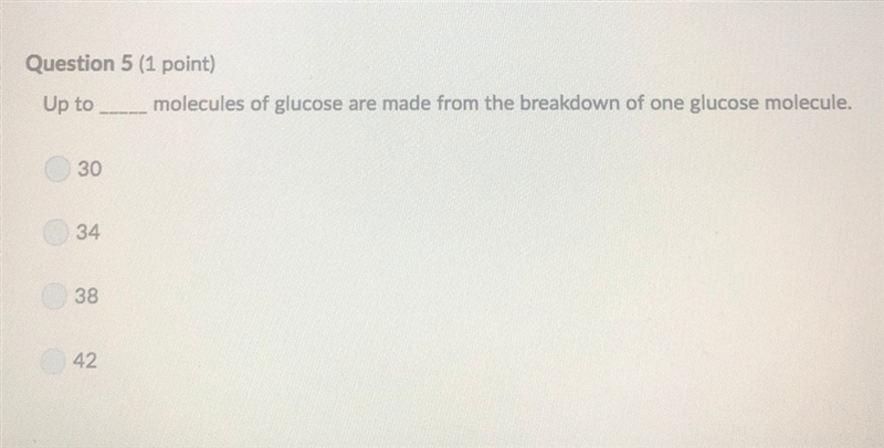 Up to ___ molecules of glucose are made from the breakdown of one glucose molecule-example-1