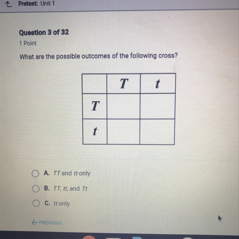 What are the possible outcomes of the following cross-example-1