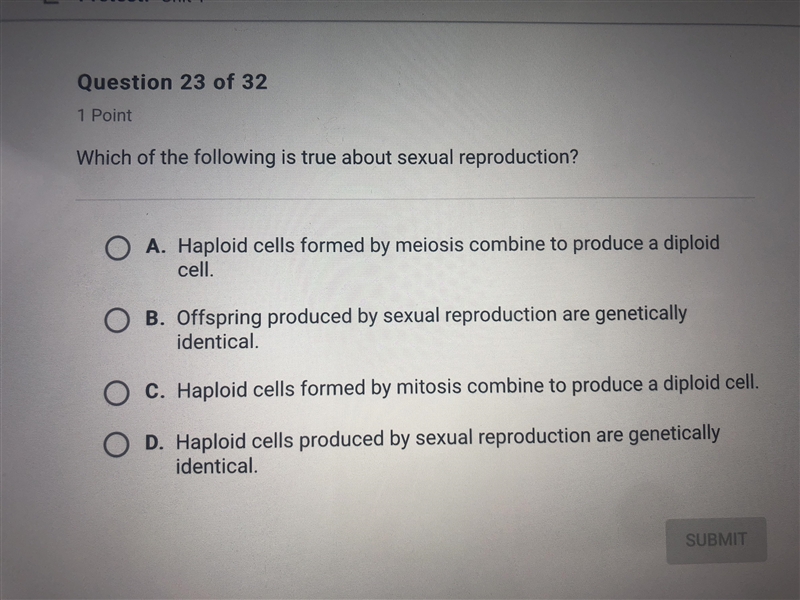 Which of the following is true about sexual reproduction?-example-1