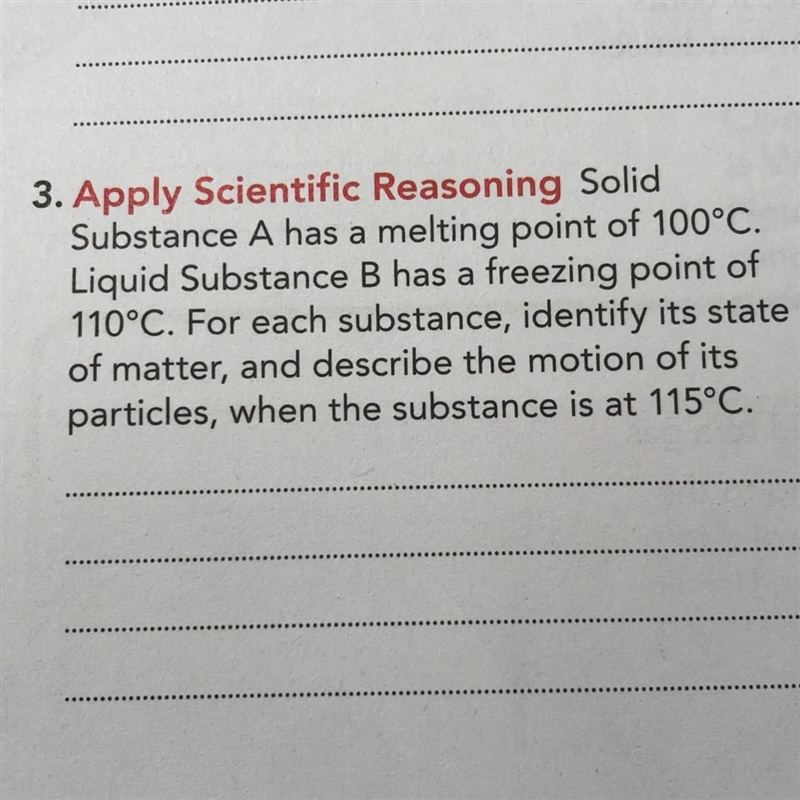 Solid Substance A has a melting point of 100°C. Liquid Substance B has a freezing-example-1