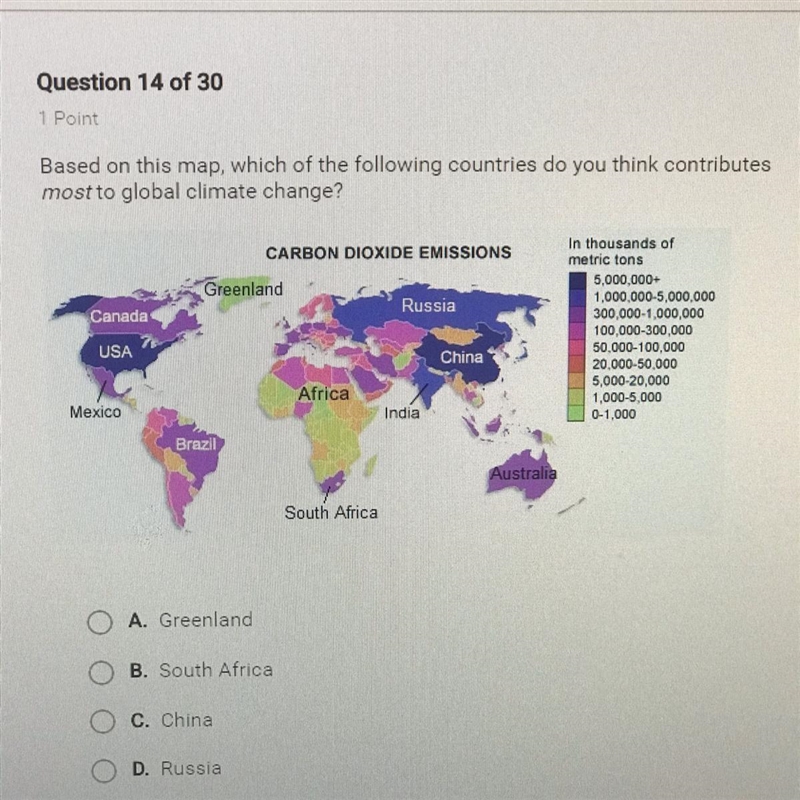 Based on this map, which of the following countries do you think contributes most-example-1