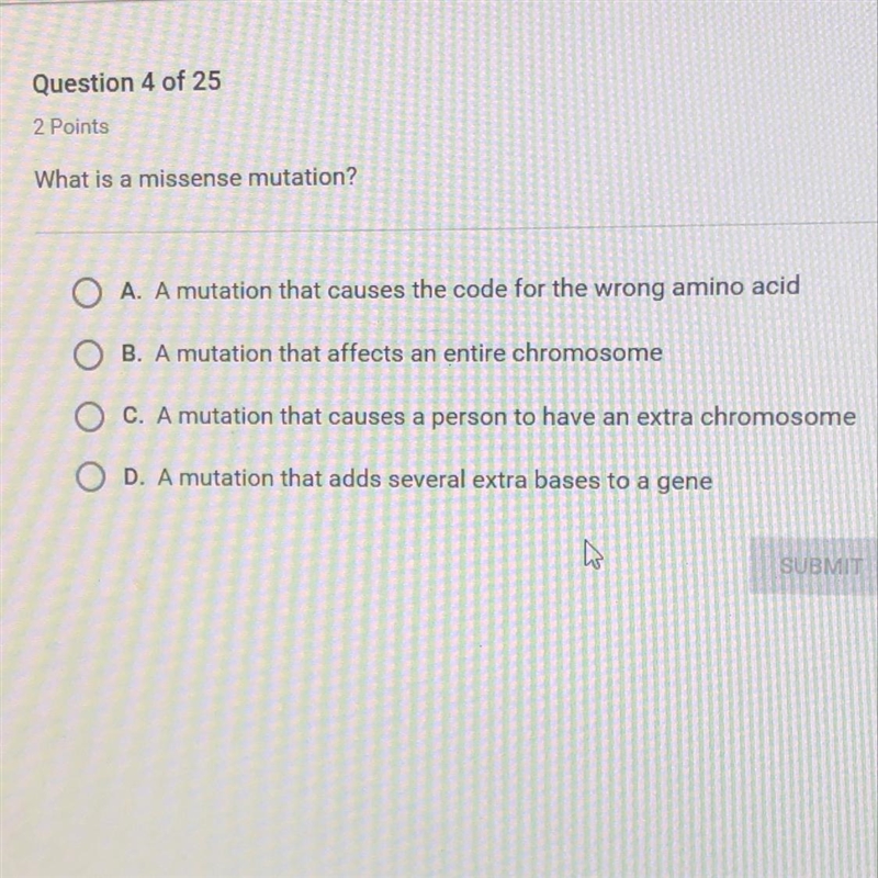 What is a missense mutation-example-1