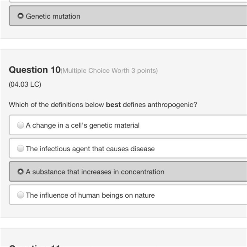 HELP!! Which of the definitions below best defines anthropogenic?-example-1