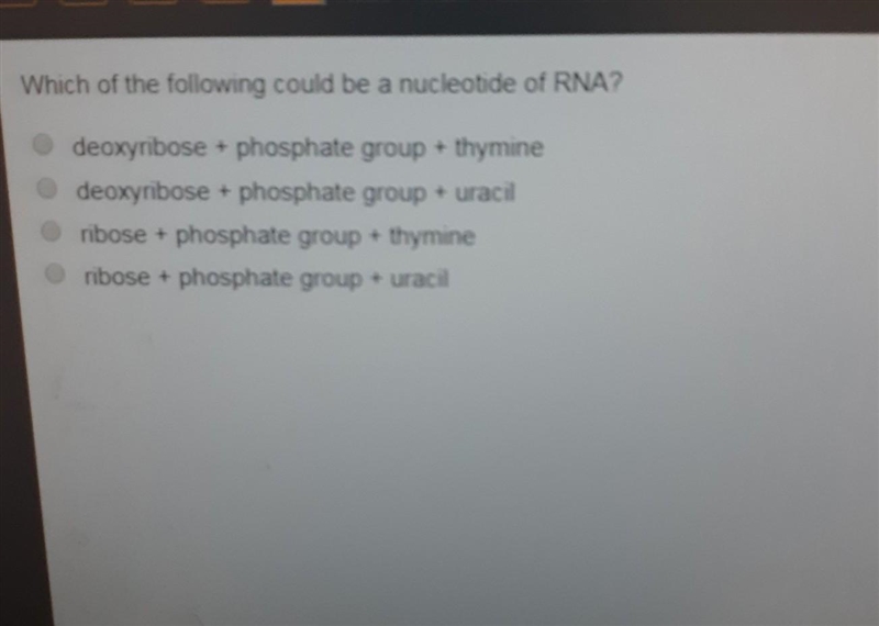 Which of the following could be a nucletide Of RNA?​-example-1