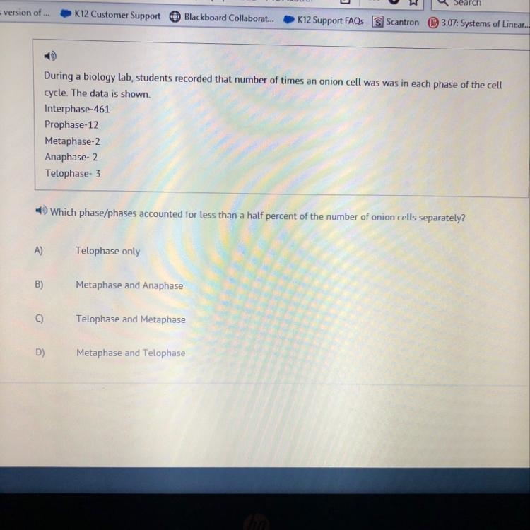 During a biology lab, students recorded that number of times an onion cell was was-example-1