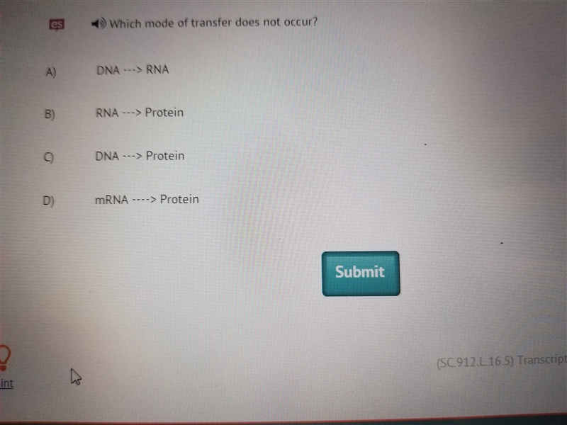 Which mode of transfer does not occur? (Biology question)-example-1