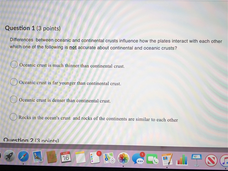 Please help!! Differences between oceanic and continental crusts influence how the-example-1