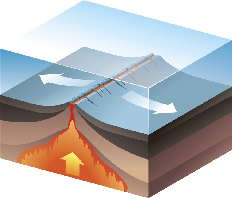 HELP!! How are mid-ocean ridges formed at divergent tectonic plates?​-example-1