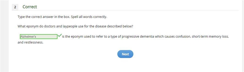 Type the correct answer in the box. Spell all words correctly. What eponym do doctors-example-1