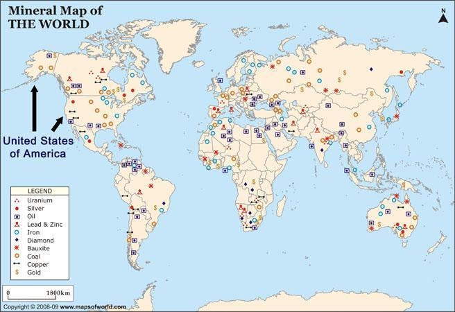 According to the following map, what are the most common mineral resources found in-example-1