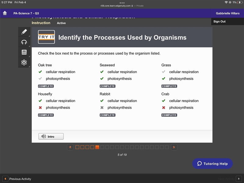 Check the box next to the process or processes used by organism listed oak tree-example-1