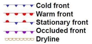 GETS BRAINILIST!!!!On a weather map, what does a line with triangles represent? Cold-example-1