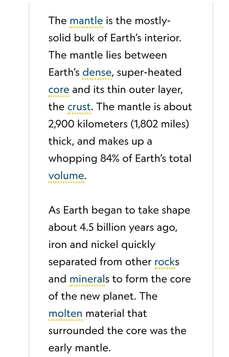 Which of the following describes characteristics of the Earth’s mantle?-example-2