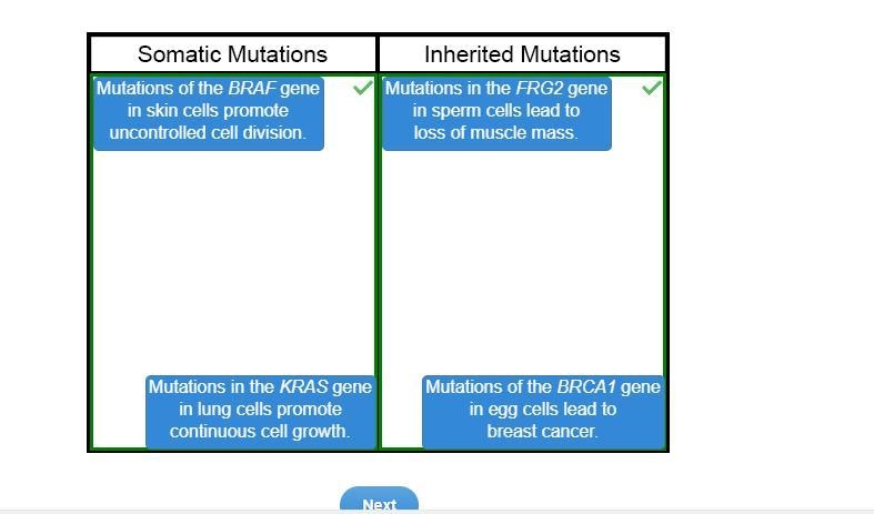 Classify the mutations as somatic or inherited - Mutations of the BRAF gene in skin-example-1