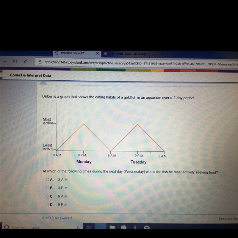 Which of the following times during the next day (Wednesday would the fish seeking-example-1