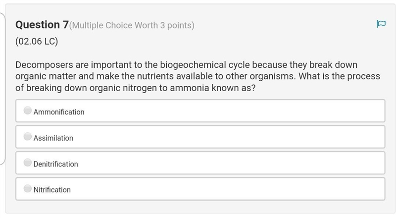 HELP!! Decomposers are important to the biogeochemical cycle because they break down-example-1