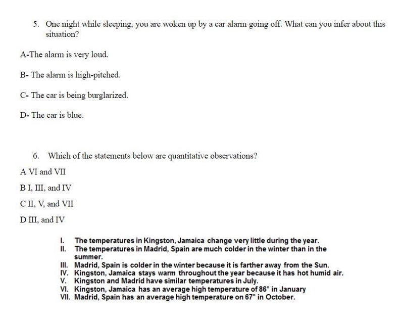 Observation vs. Inference Quiz 1. Examine the data presented and find the statement-example-4