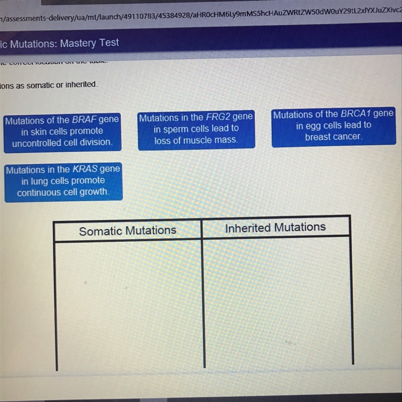 Classify the mutations as somatic or inherited - Mutations of the BRAF gene in skin-example-1