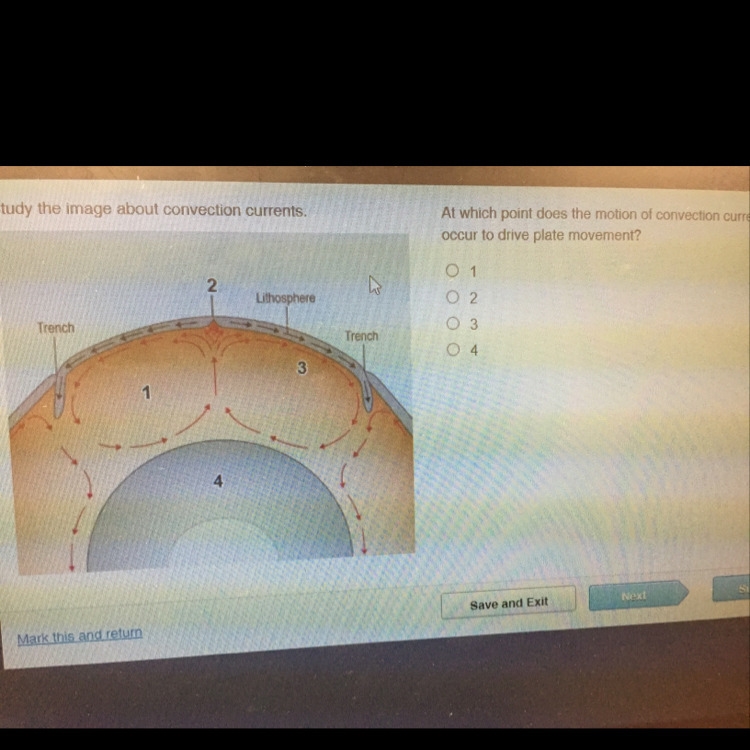 At which point does the motion of convention currents occur to drive plate movement-example-1