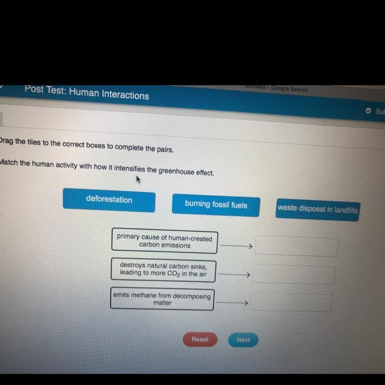 Match the human activity with how it intensifies the greenhouse effect . (Sorry couldn-example-1