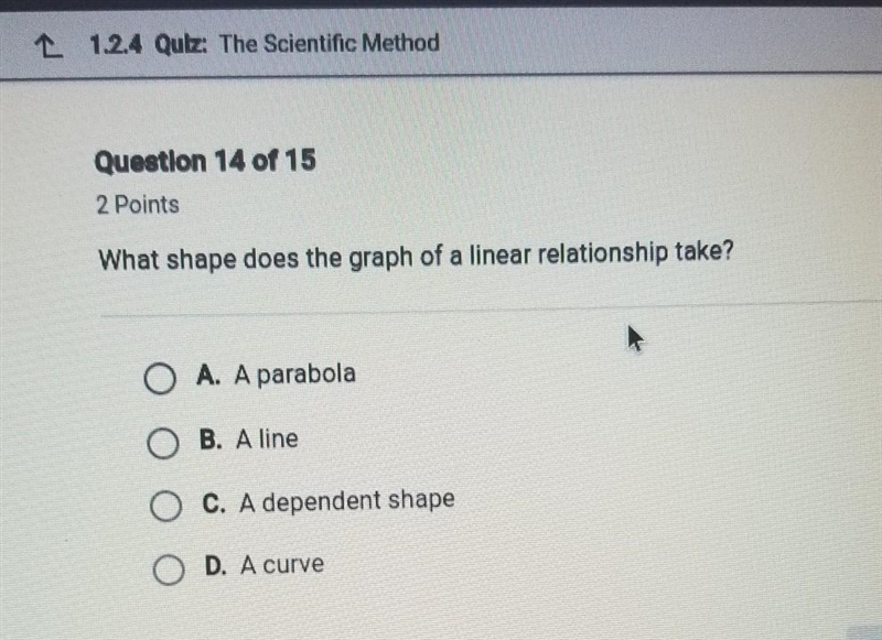 What shape does the graph of a linear relationship take? ​-example-1