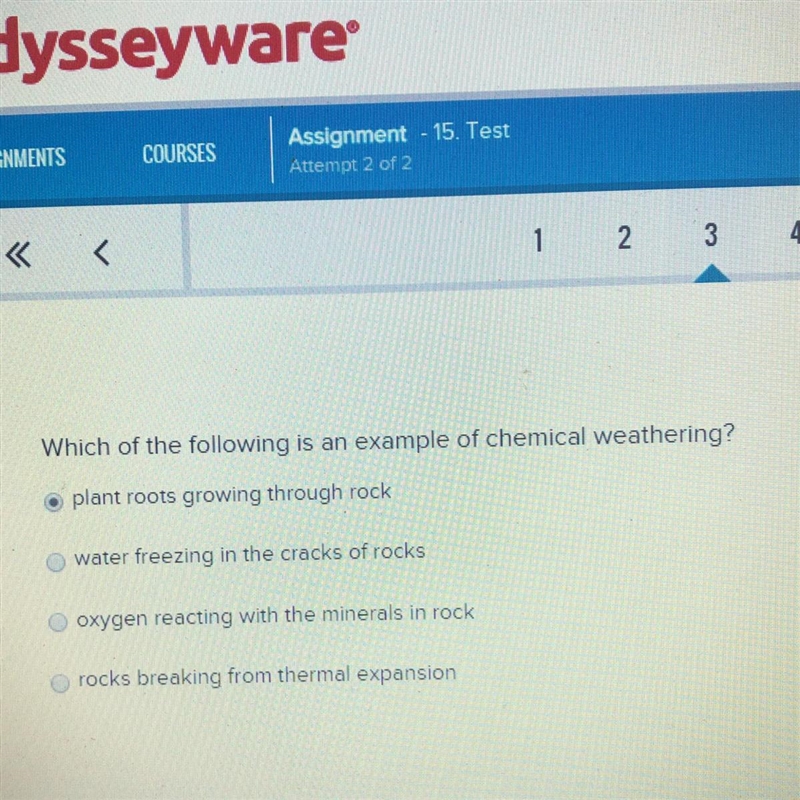 Which of the following is an example of chemical weathering-example-1