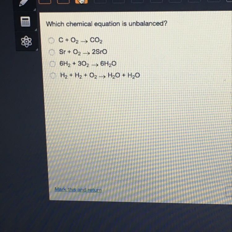 Which chemical equation is unbalanced? Which chemical equation is unbalanced-example-1