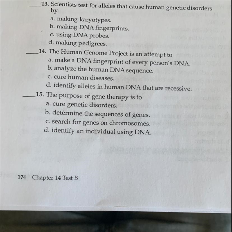 Scientists test for alleles that cause human genetic disorders by-example-1