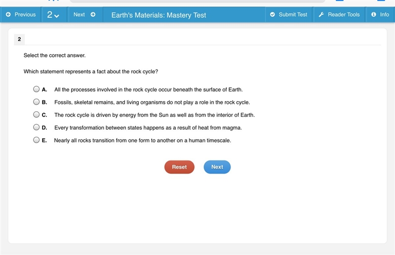 Which statement represents a fact about the rock cycle?-example-1