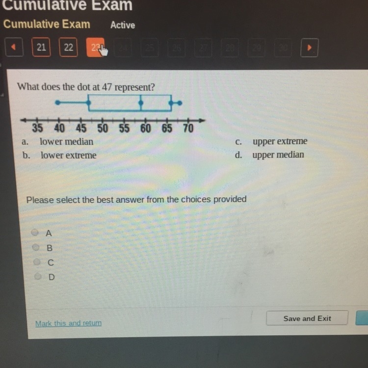 What does the dot at 47 represent?-example-1