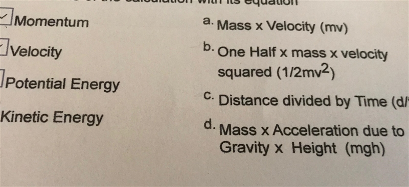 Match the name of the calculation with its equation.-example-1