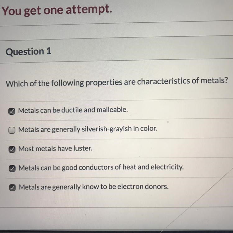 What are characteristics of metals-example-1