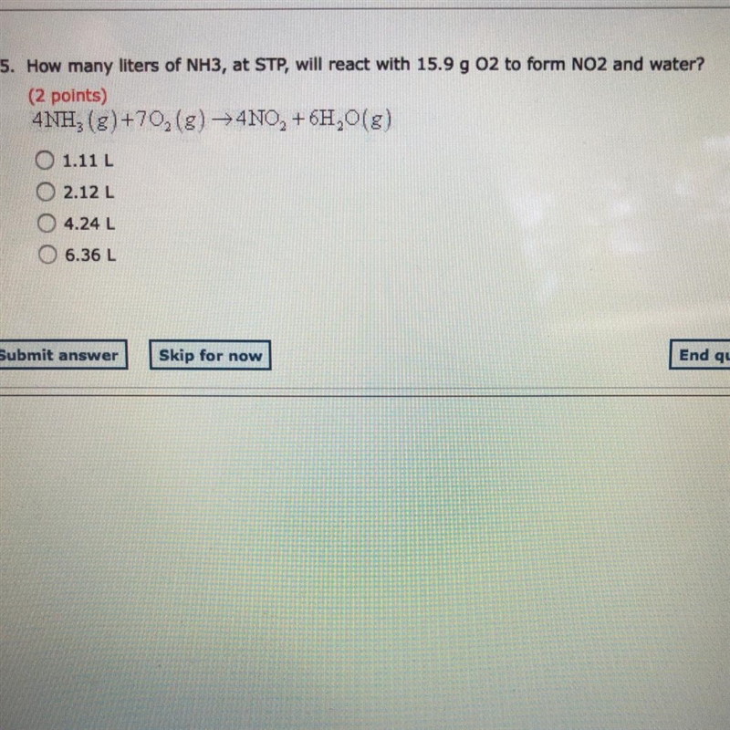 A - 1.11L B - 2.12 L C- 4.24 L D - 6.36 L-example-1