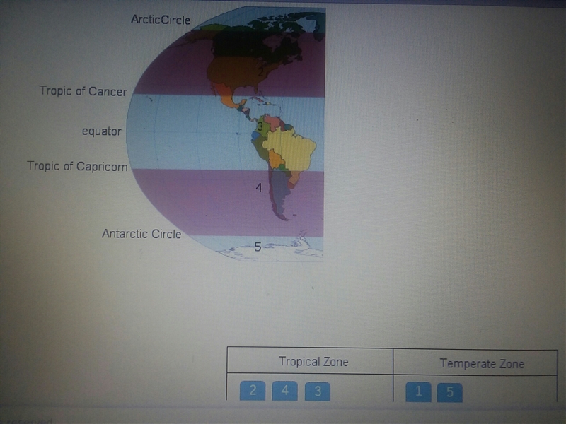 Identify the tropical zones and the temperate zones. did I do it right?-example-1