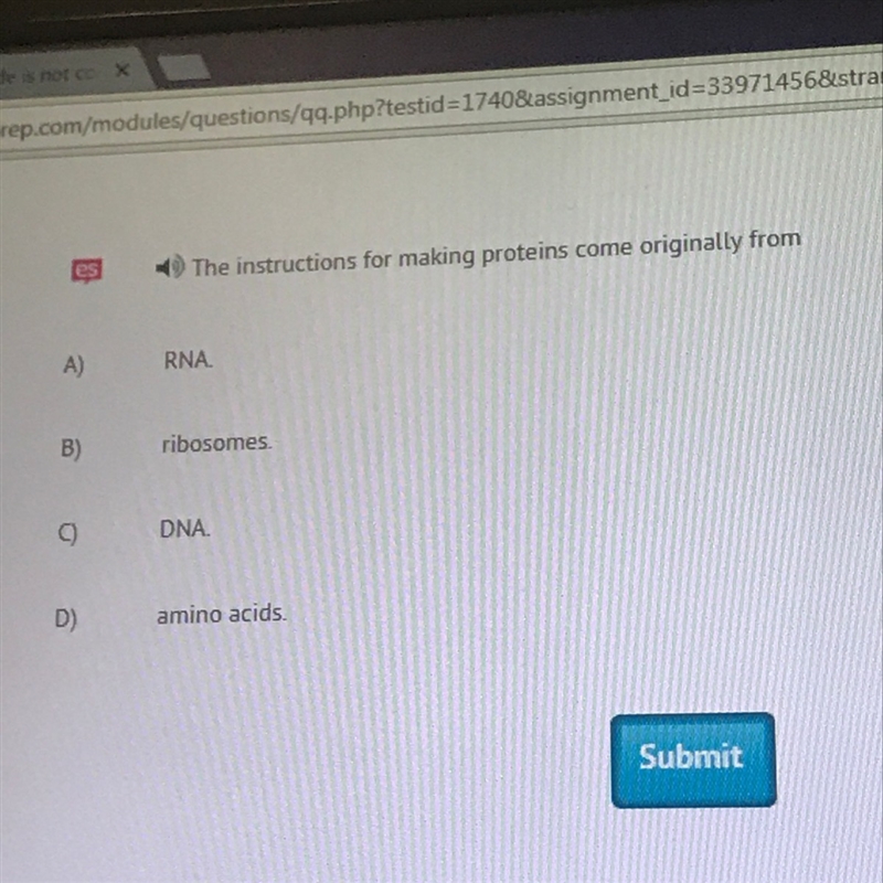 The instructions for making proteins come originally from-example-1