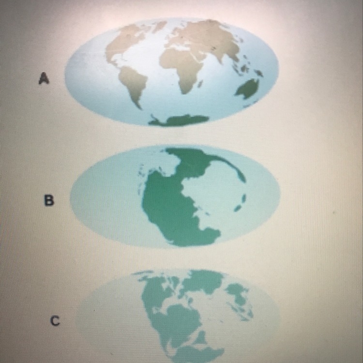 Use the visuals to answer the question. Which describes the order of how the continents-example-1