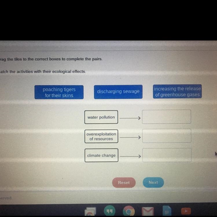 Match the activities with their ecological effects-example-1