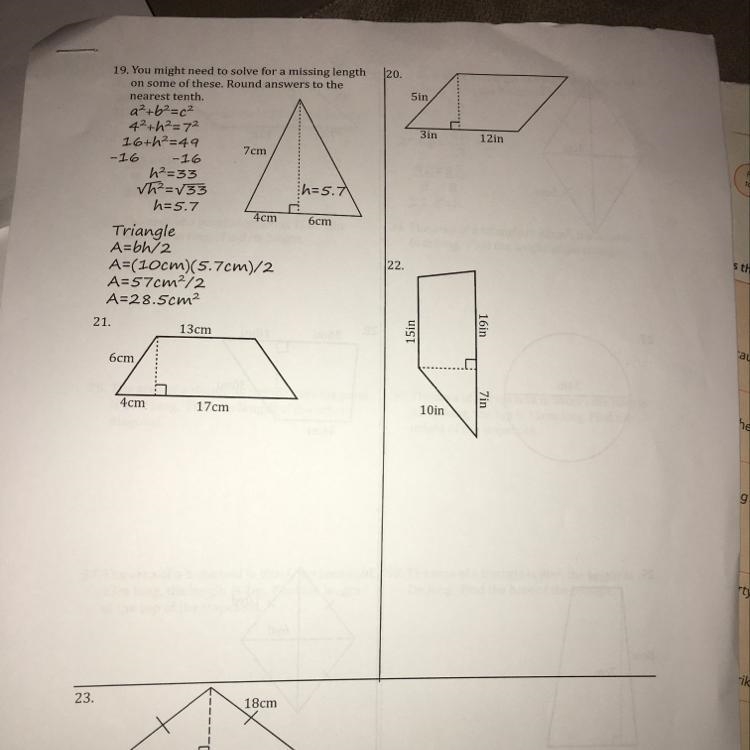 You might need to solve for a missing length on some of these. Round answer to the-example-1