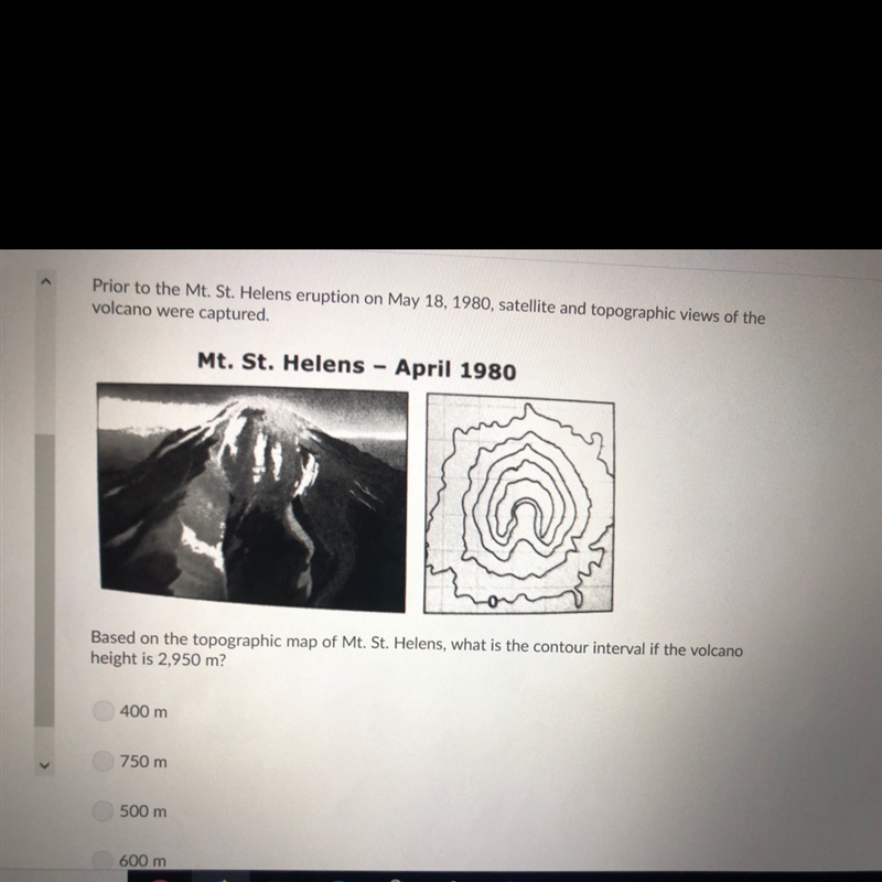 Based on the topographic map of Mt. St. Helens, what is the contour interval of the-example-1