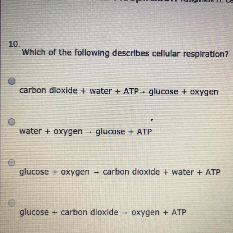 Which of the following describes cellular respiration?-example-1